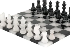 Black And White Edge To Edge Alabaster Chess Set 14 Inches 8 Black And White Edge To Edge Alabaster Chess Set 14 Inches -Board Games - Chess And Cards Shop 14150NBLKWHT 02