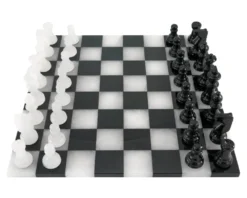 Black And White Edge To Edge Alabaster Chess Set 14 Inches 9 Black And White Edge To Edge Alabaster Chess Set 14 Inches -Board Games - Chess And Cards Shop 14150NBLKWHT 03