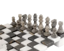 3 Dimensional Grey And White Alabaster Chess Set 9.5 Inches 8 3 Dimensional Grey And White Alabaster Chess Set 9.5 Inches -Board Games - Chess And Cards Shop 14664VGRYWHT 02
