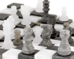 3 Dimensional Grey And White Alabaster Chess Set 9.5 Inches 9 3 Dimensional Grey And White Alabaster Chess Set 9.5 Inches -Board Games - Chess And Cards Shop 14664VGRYWHT 03
