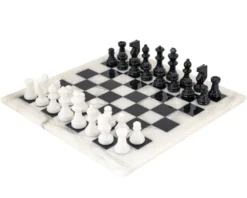 Black And White Alabaster Chess Set 14.5 Inches
