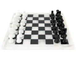 Black And White Alabaster Chess Set 14.5 Inches -Board Games - Chess And Cards Shop 14MF1 BLKWHT 03