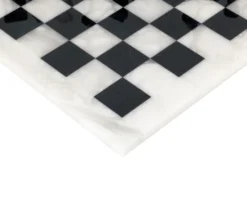 Black And White Alabaster Chess Set 14.5 Inches -Board Games - Chess And Cards Shop 14MF1 BLKWHT 04