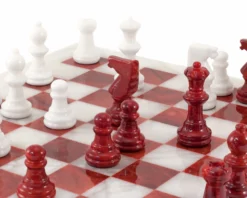 Red And White Alabaster Chess Set 14.5 Inches 8 Red And White Alabaster Chess Set 14.5 Inches -Board Games - Chess And Cards Shop 14MF1 REDWHT 03