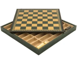 The Italian Verde 13.75 Inch Chess Cabinet With Removable Lid, Backgammon Board, Dice And Draughts -Board Games - Chess And Cards Shop 219GV 03