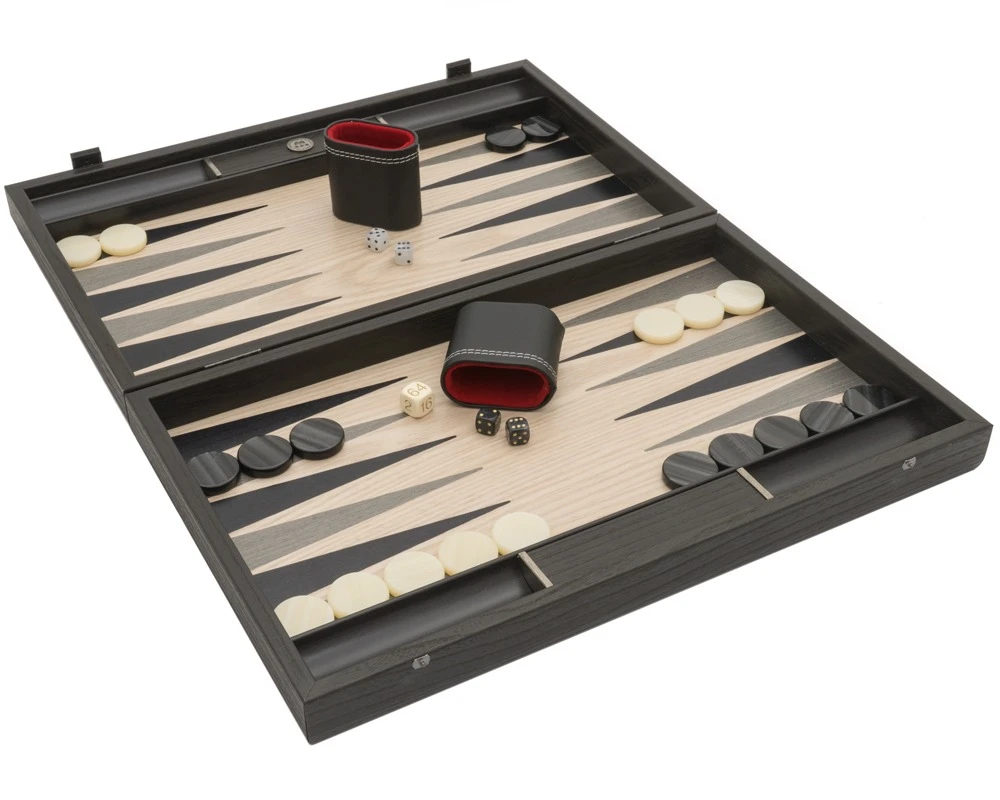The Manopoulos Grey Oak And Platinum Luxury Backgammon Set With Vinyl Deluxe Cups 1 The Manopoulos Grey Oak And Platinum Luxury Backgammon Set With Vinyl Deluxe Cups