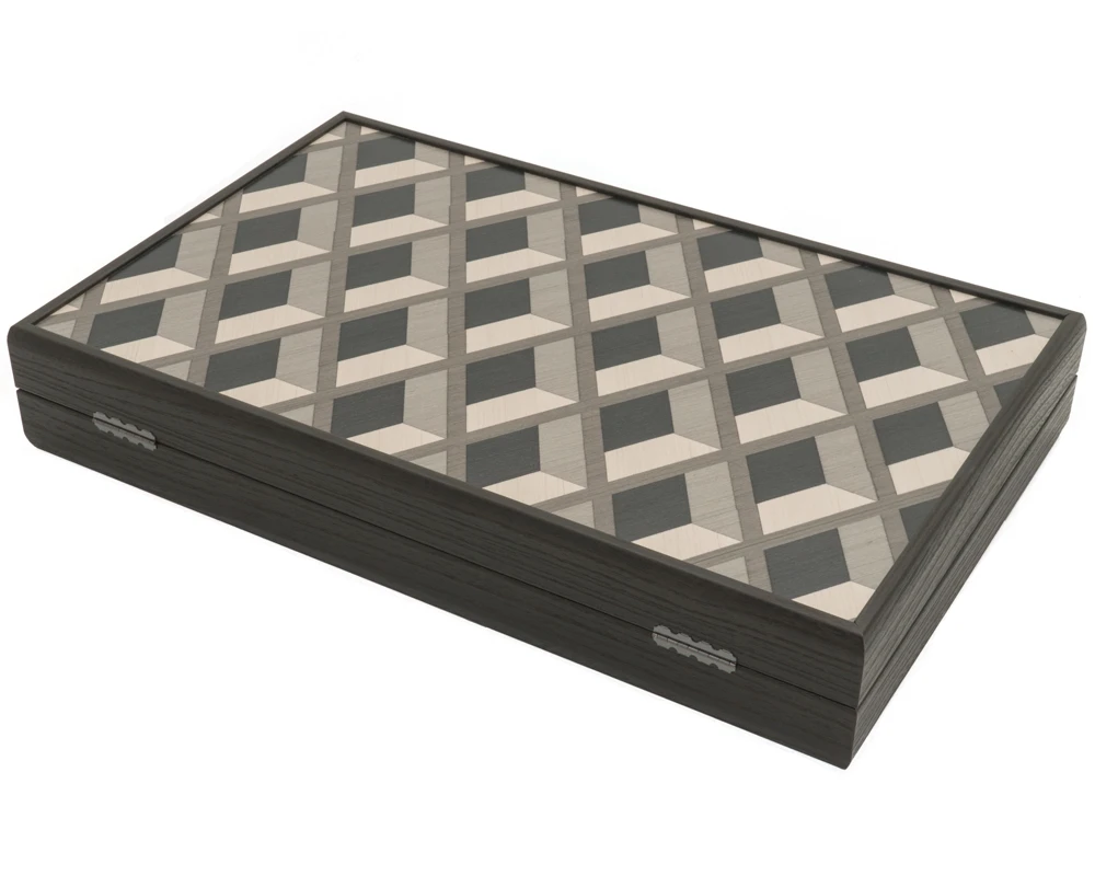 The Manopoulos Grey Oak And Platinum Luxury Backgammon Set With Vinyl Deluxe Cups 2 The Manopoulos Grey Oak And Platinum Luxury Backgammon Set With Vinyl Deluxe Cups - Image 2