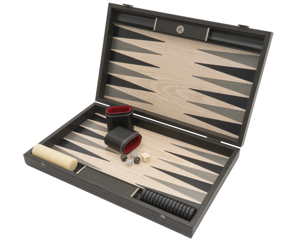 The Manopoulos Grey Oak And Platinum Luxury Backgammon Set With Vinyl Deluxe Cups 5 The Manopoulos Grey Oak And Platinum Luxury Backgammon Set With Vinyl Deluxe Cups - Image 5