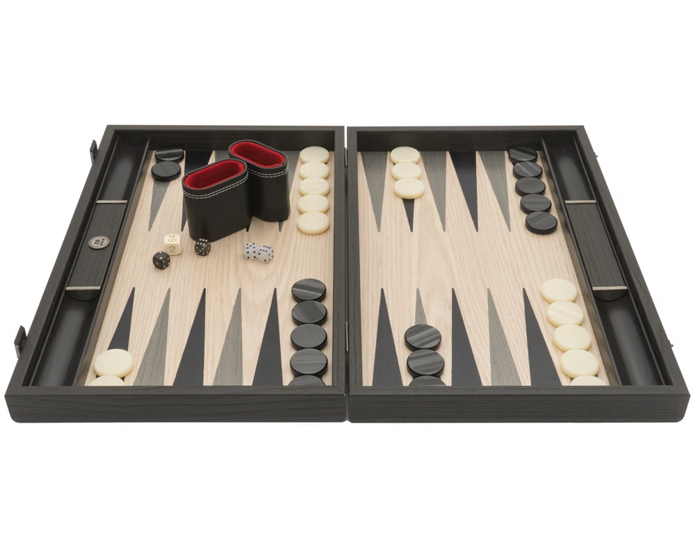 The Manopoulos Grey Oak And Platinum Luxury Backgammon Set With Vinyl Deluxe Cups 6 The Manopoulos Grey Oak And Platinum Luxury Backgammon Set With Vinyl Deluxe Cups - Image 6