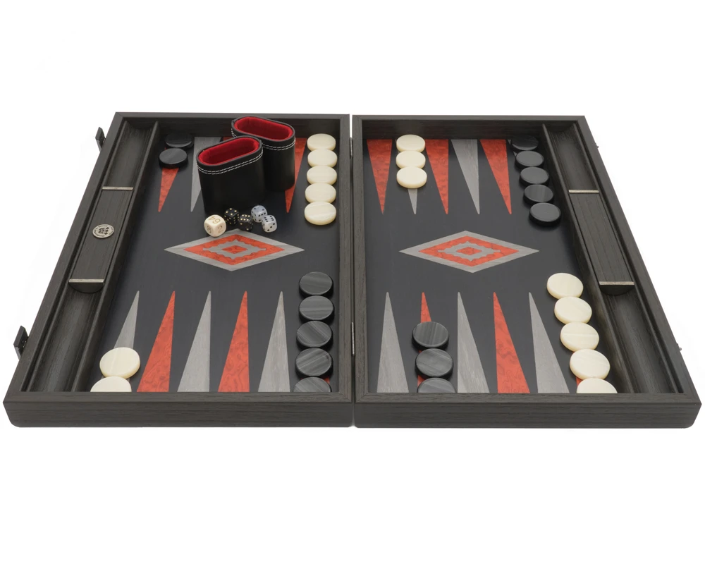 The Manopoulos Black Oak Argento Backgammon Set With Vinyl Deluxe Cups 6 The Manopoulos Black Oak Argento Backgammon Set With Vinyl Deluxe Cups - Image 6