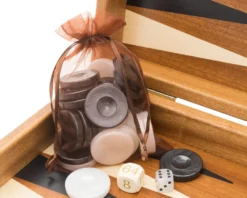 The Manopoulos Luxury Mahogany And Black Backgammon Set With Luxury Cups -Board Games - Chess And Cards Shop BMM1 03