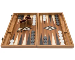 The Manopoulos Luxury Mahogany And Black Backgammon Set With Luxury Cups -Board Games - Chess And Cards Shop BMM1 05