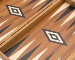 The Manopoulos Luxury Mahogany And Black Backgammon Set With Luxury Cups -Board Games - Chess And Cards Shop BMM1 06