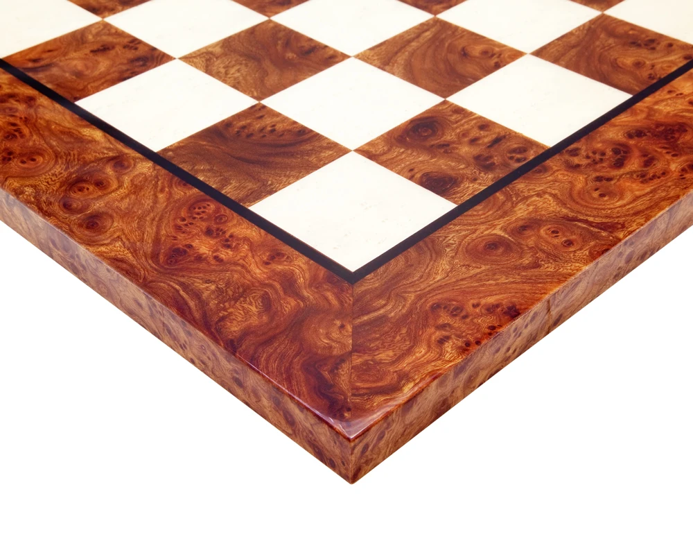 23.6 Inch Briarwood And Elmwood Luxury Chess Board 3 23.6 Inch Briarwood And Elmwood Luxury Chess Board - Image 3