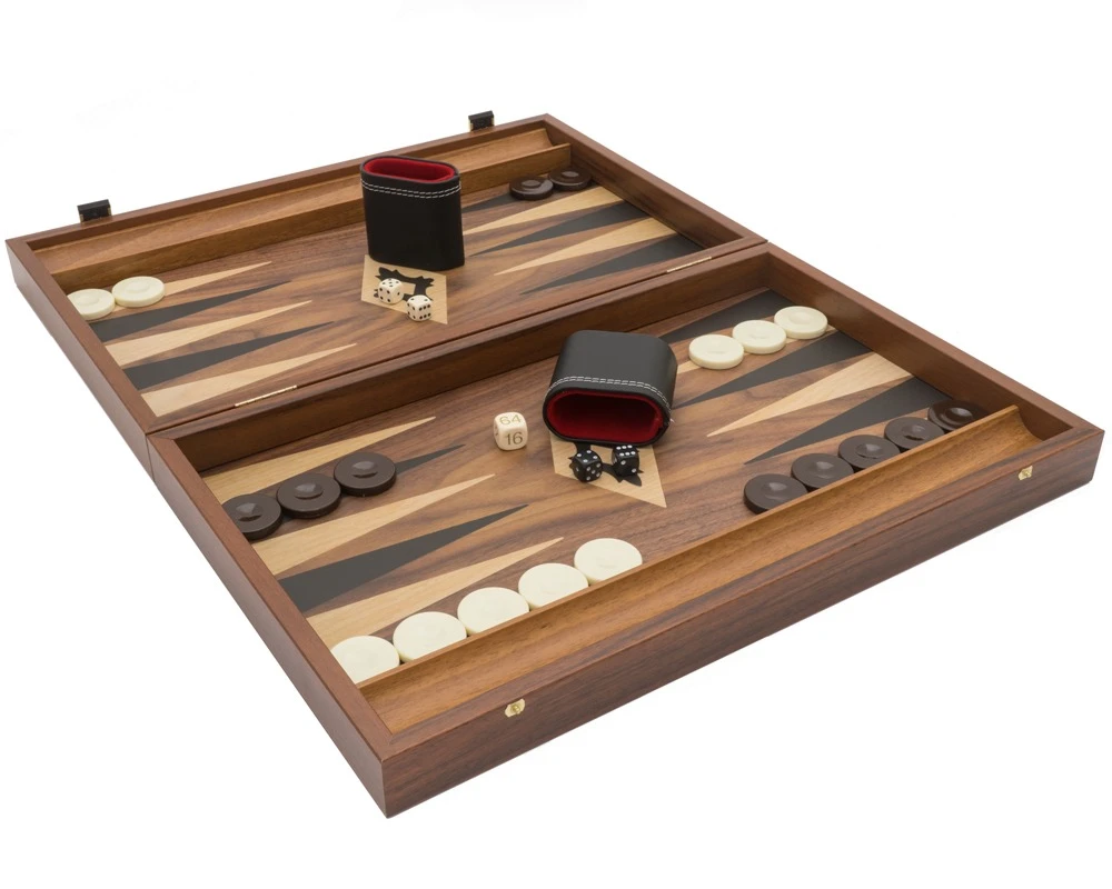 The Manopoulos Walnut Black And Oak Club Large Backgammon Set With Vinyl Deluxe Cups 1 The Manopoulos Walnut Black And Oak Club Large Backgammon Set With Vinyl Deluxe Cups