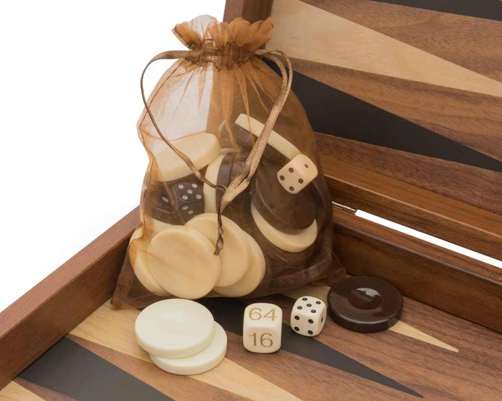 The Manopoulos Walnut Black And Oak Club Large Backgammon Set With Vinyl Deluxe Cups 4 The Manopoulos Walnut Black And Oak Club Large Backgammon Set With Vinyl Deluxe Cups - Image 4