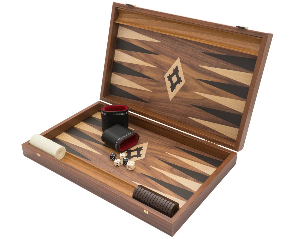 The Manopoulos Walnut Black And Oak Club Large Backgammon Set With Vinyl Deluxe Cups 5 The Manopoulos Walnut Black And Oak Club Large Backgammon Set With Vinyl Deluxe Cups - Image 5