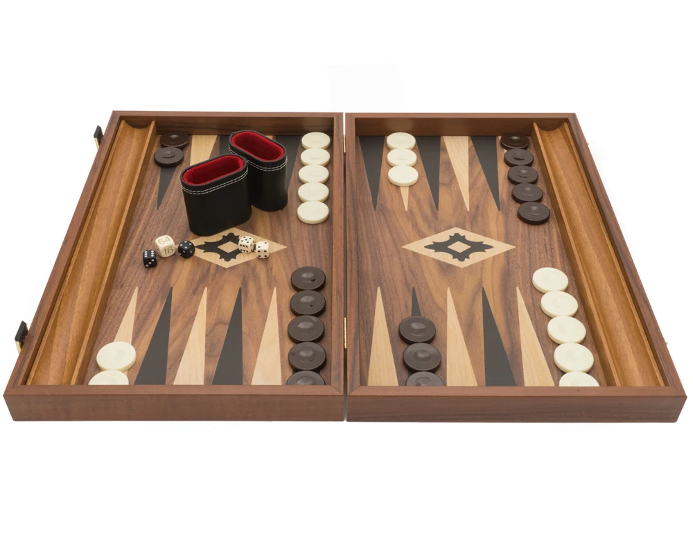 The Manopoulos Walnut Black And Oak Club Large Backgammon Set With Vinyl Deluxe Cups 6 The Manopoulos Walnut Black And Oak Club Large Backgammon Set With Vinyl Deluxe Cups - Image 6