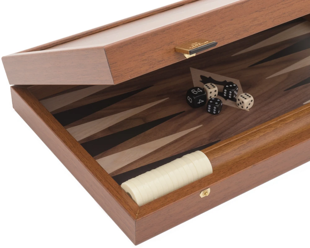 The Manopoulos Walnut Black And Oak Club Compact Backgammon Set With Vinyl Deluxe Cups 5 The Manopoulos Walnut Black And Oak Club Compact Backgammon Set With Vinyl Deluxe Cups - Image 5