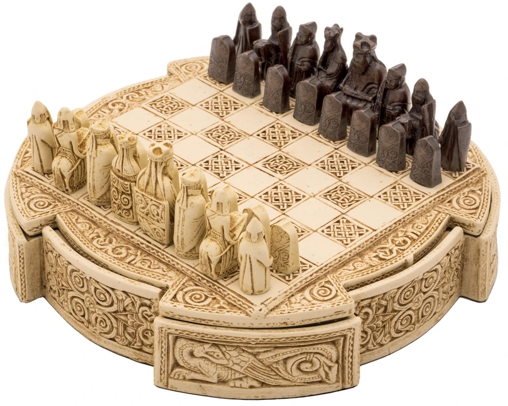 Isle Of Lewis Compact Celtic Chess Set 9 Inches In Ivory 1 Isle Of Lewis Compact Celtic Chess Set 9 Inches In Ivory