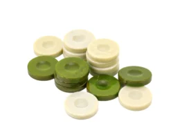 Galalith Luxury Backgammon Stones Olive Green & Ivory 36mm