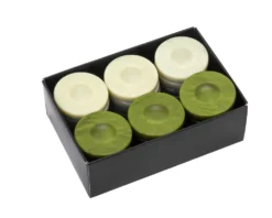 Galalith Luxury Backgammon Stones Olive Green & Ivory 36mm -Board Games - Chess And Cards Shop PG 1GRN 02