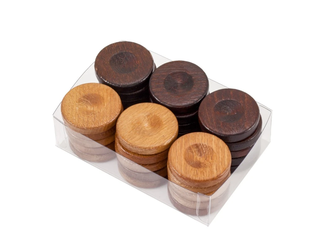 Wooden Backgammon Stones Natural & Brown 36mm 1 Wooden Backgammon Stones Natural & Brown 36mm