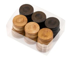 Wooden Backgammon Stones In Nautral & Brown 26mm