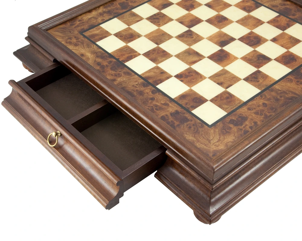 20.6 Inch Briarwood And Elm Chess Cabinet With Drawer 2 20.6 Inch Briarwood And Elm Chess Cabinet With Drawer - Image 2