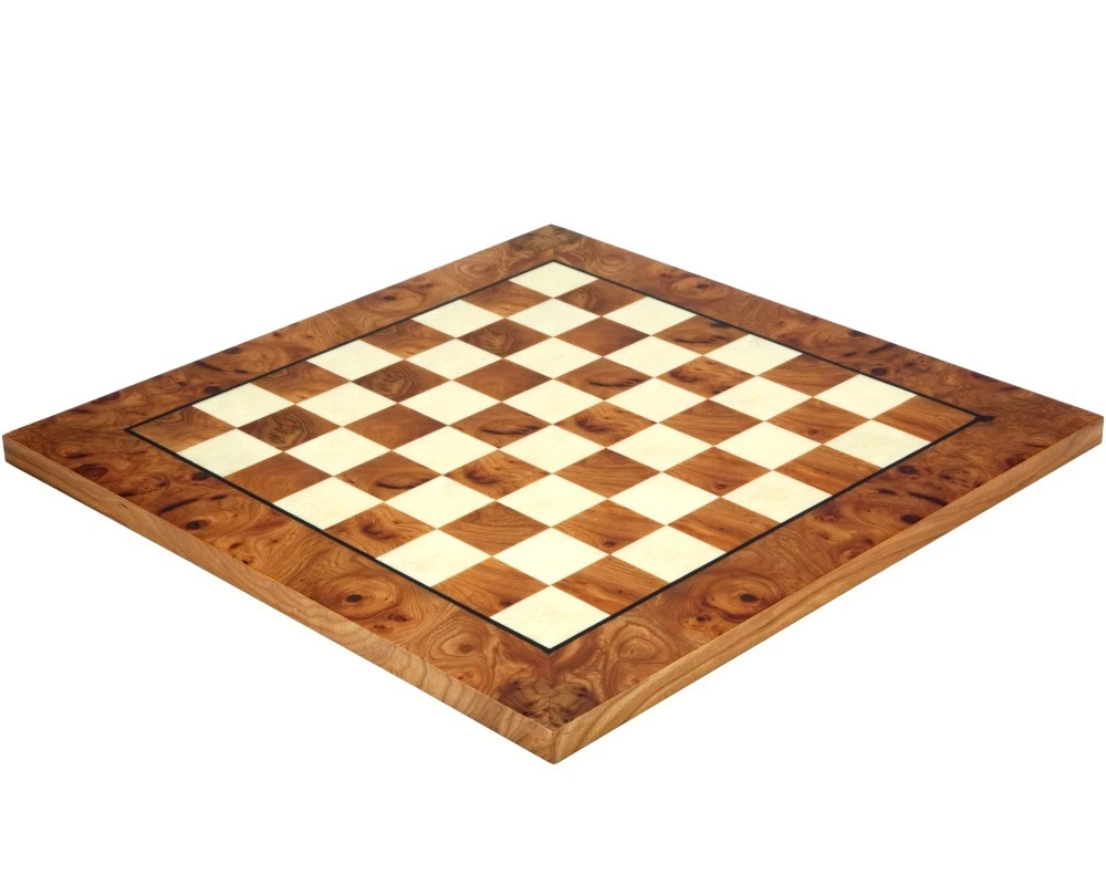 16.75 Inch Briarwood And Elmwood Luxury Chess Board 1 16.75 Inch Briarwood And Elmwood Luxury Chess Board