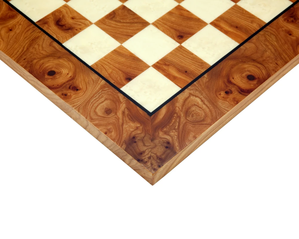 16.75 Inch Briarwood And Elmwood Luxury Chess Board 3 16.75 Inch Briarwood And Elmwood Luxury Chess Board - Image 3