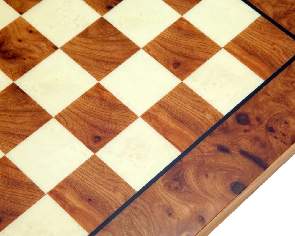 16.75 Inch Briarwood And Elmwood Luxury Chess Board 4 16.75 Inch Briarwood And Elmwood Luxury Chess Board - Image 4