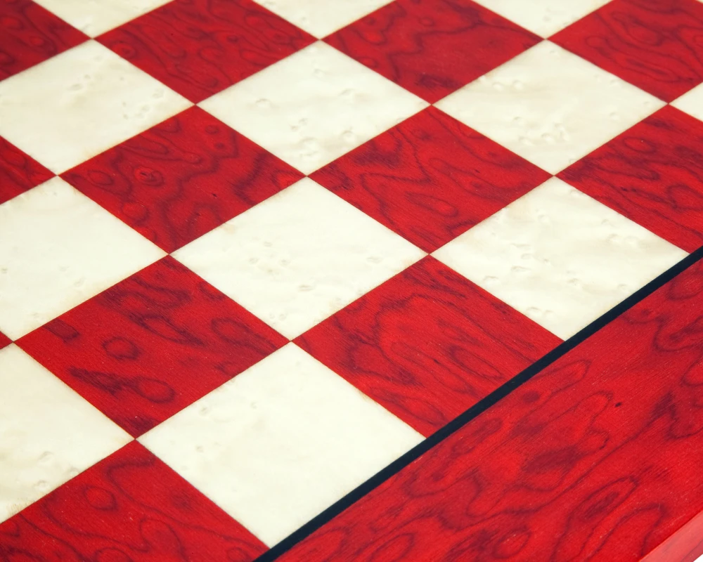 20 Inch Lacquered Red Erable Luxury Chess Board 4 20 Inch Lacquered Red Erable Luxury Chess Board - Image 4