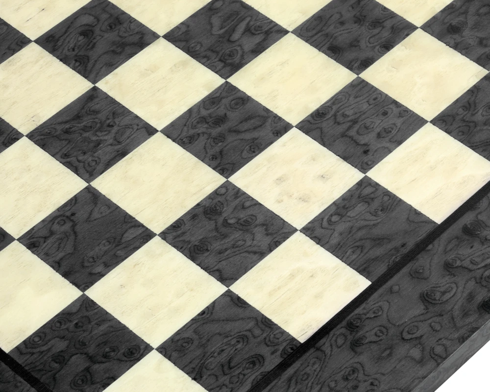 16.75 Inch Dark Grey Erable And Elm Wood Luxury Chess Board 4 16.75 Inch Dark Grey Erable And Elm Wood Luxury Chess Board - Image 4