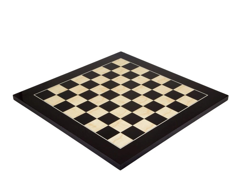 17.75 Inch Lacquered Black Anegre Deluxe Chess Board 1 17.75 Inch Lacquered Black Anegre Deluxe Chess Board