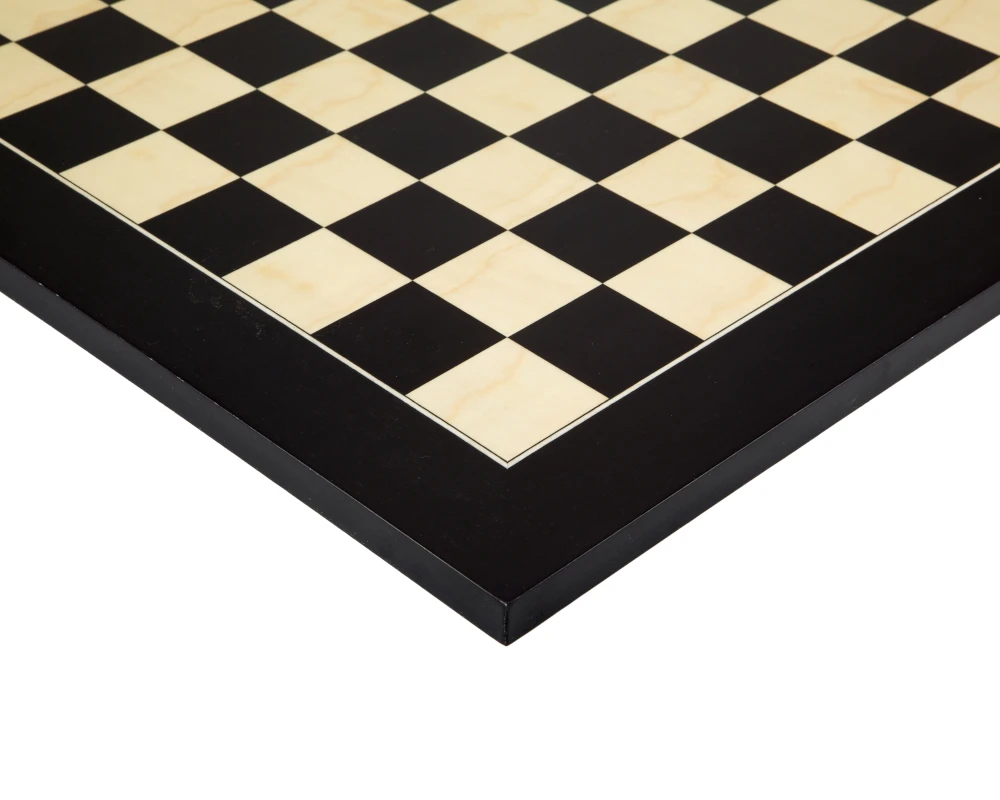 17.75 Inch Lacquered Black Anegre Deluxe Chess Board 3 17.75 Inch Lacquered Black Anegre Deluxe Chess Board - Image 3