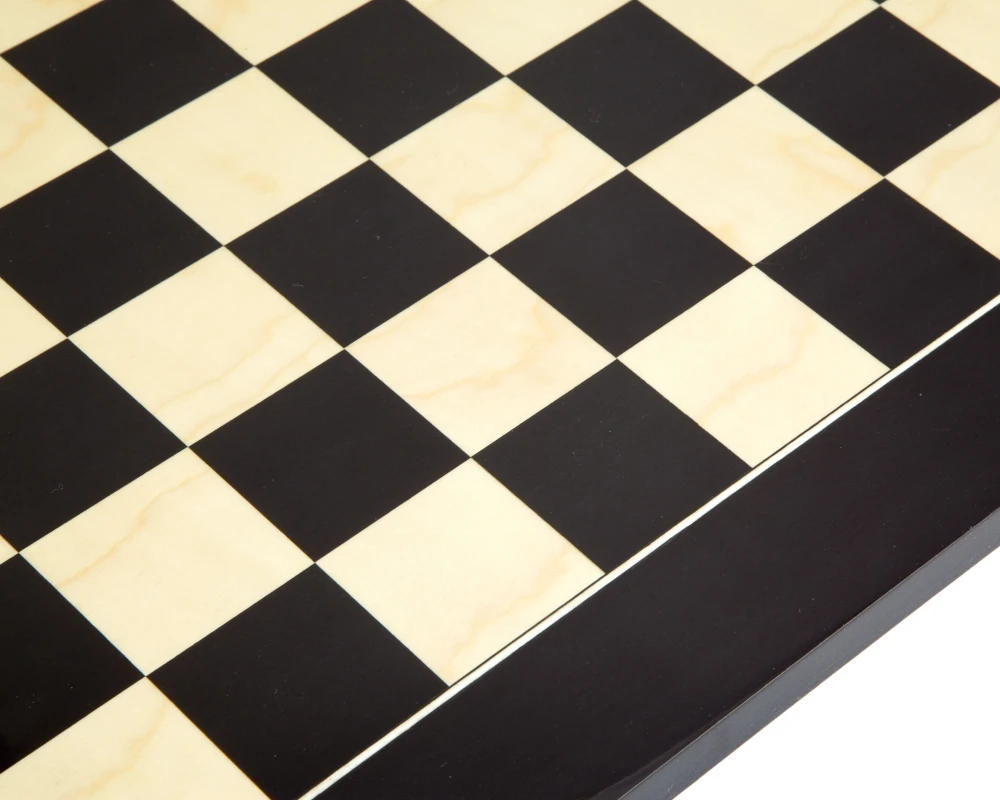 17.75 Inch Lacquered Black Anegre Deluxe Chess Board 4 17.75 Inch Lacquered Black Anegre Deluxe Chess Board - Image 4