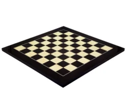 19.7 Inch Lacquered Black Anegre And Maple Deluxe Chess Board