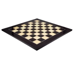 23.6 Inch Gloss Black Anegre And Maple Deluxe Chess Board