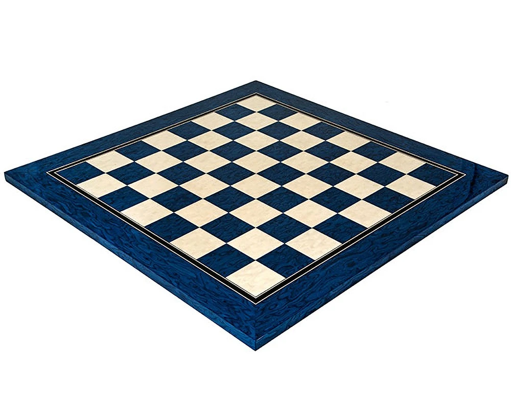 19.7 Inch Lacquered Blue Erable And Maple Deluxe Chess Board 1 19.7 Inch Lacquered Blue Erable And Maple Deluxe Chess Board