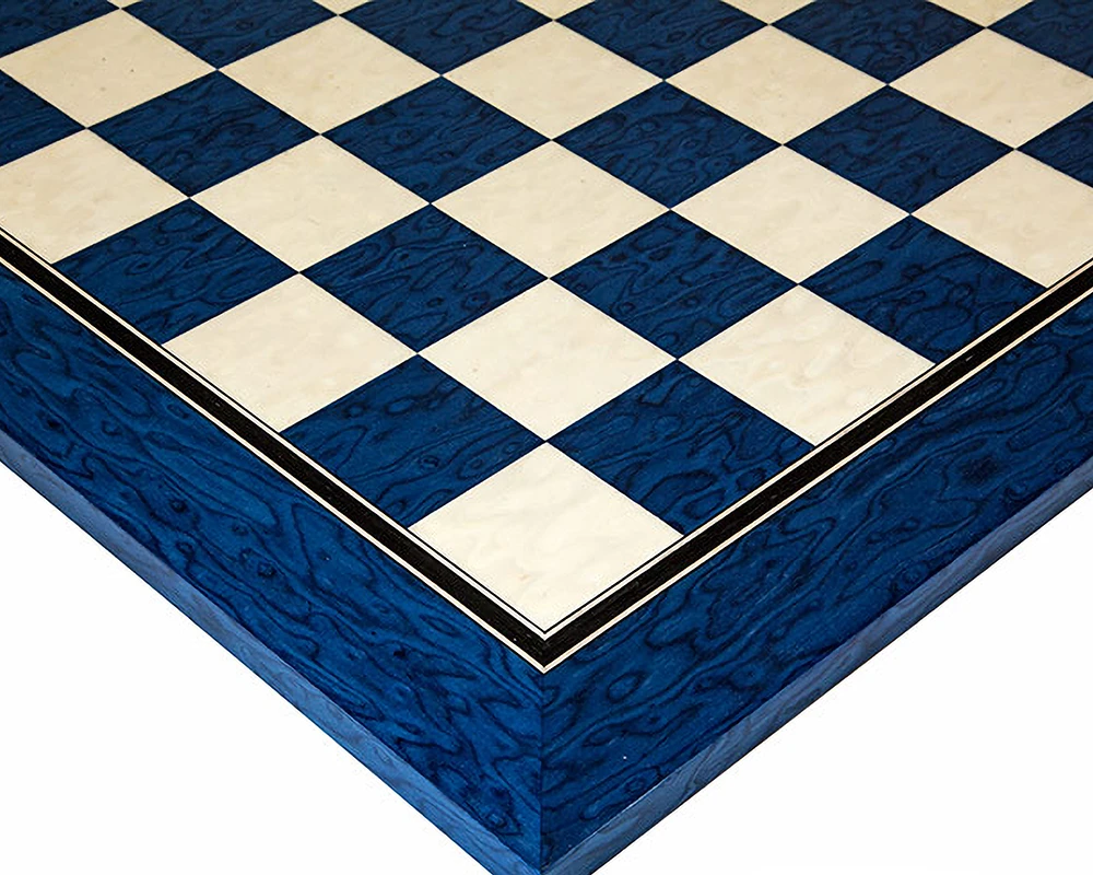 19.7 Inch Lacquered Blue Erable And Maple Deluxe Chess Board 2 19.7 Inch Lacquered Blue Erable And Maple Deluxe Chess Board - Image 2