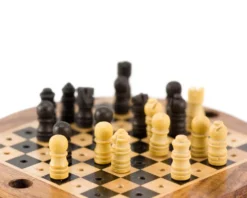 5 Inch Round Pegged Sheesham Travel Chess Set 11 5 Inch Round Pegged Sheesham Travel Chess Set -Board Games - Chess And Cards Shop RCC031 04