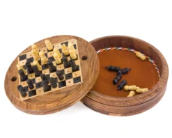 5 Inch Round Pegged Sheesham Travel Chess Set 12 5 Inch Round Pegged Sheesham Travel Chess Set -Board Games - Chess And Cards Shop RCC031 05