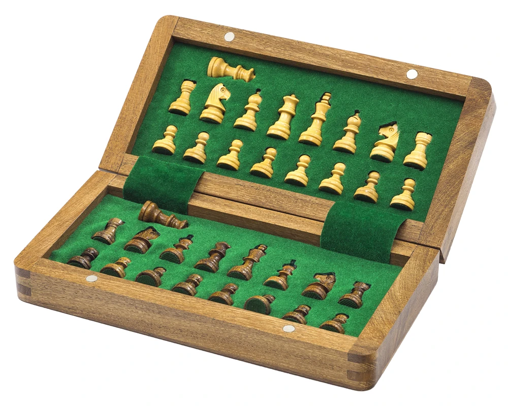 Deluxe Hardwood Folding Travel 7.5 Inch Chess Set - Magnetic 3 Deluxe Hardwood Folding Travel 7.5 Inch Chess Set - Magnetic - Image 3
