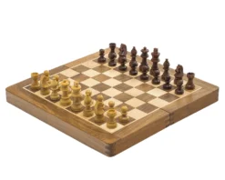 Deluxe Hardwood Folding Travel 12 Inch Chess Set - Magnetic