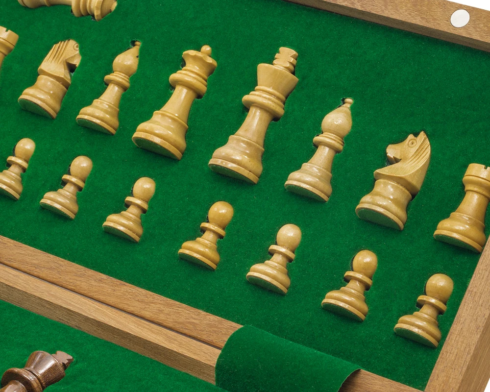 Deluxe Hardwood Folding Travel 12 Inch Chess Set - Magnetic 4 Deluxe Hardwood Folding Travel 12 Inch Chess Set - Magnetic - Image 4