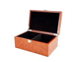 Root Wood Burl Chess Piece Case With Hinged Lid Large