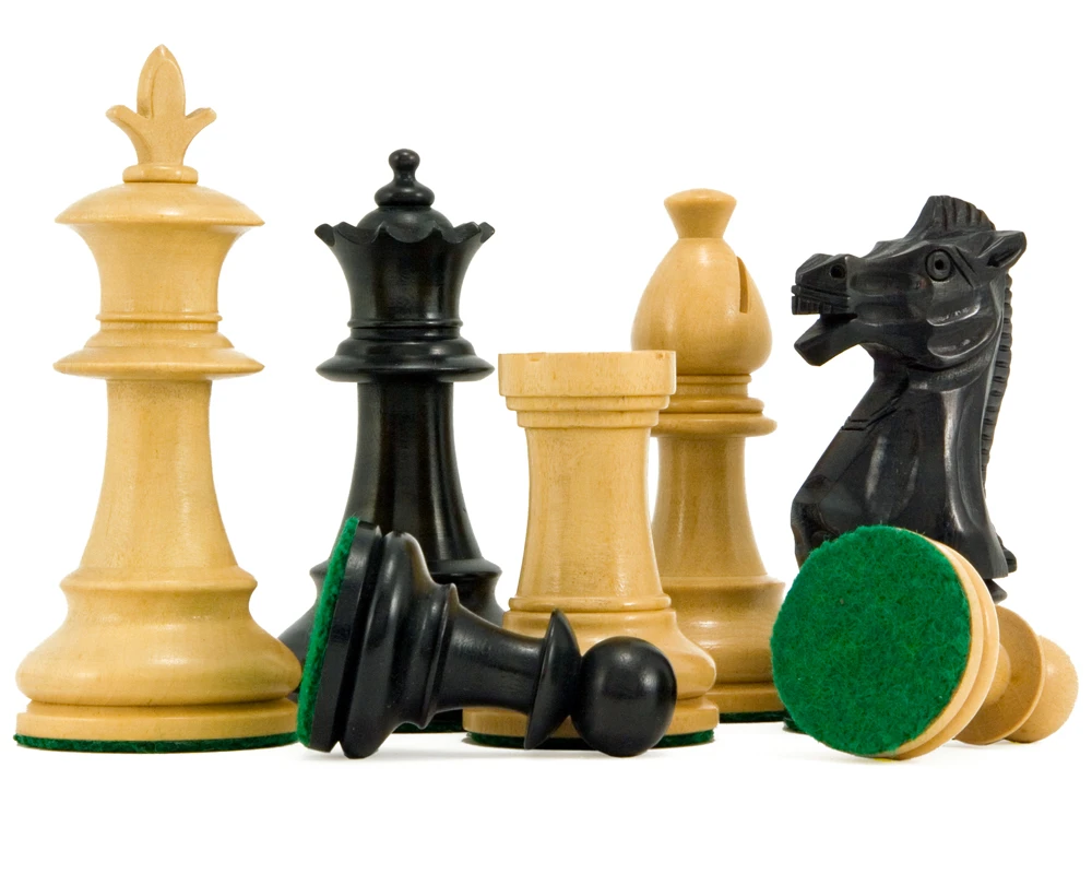 Flower Series Ebonised Staunton Chess Pieces 3.25 Inches 2 Flower Series Ebonised Staunton Chess Pieces 3.25 Inches - Image 2