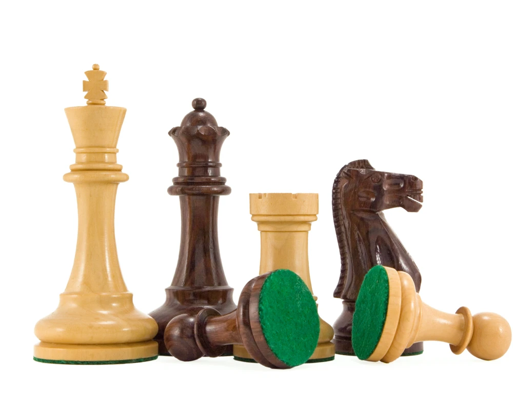 Broadbase Rosewood Staunton Chess Pieces 4 Inches 2 Broadbase Rosewood Staunton Chess Pieces 4 Inches - Image 2