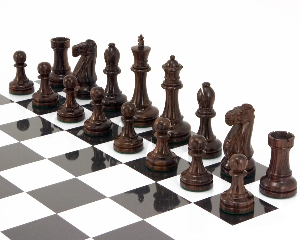 Broadbase Rosewood Staunton Chess Pieces 4 Inches 5 Broadbase Rosewood Staunton Chess Pieces 4 Inches - Image 5